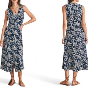FAHERTY Siena Tropical Button Down Sleeveless Midi Dress - Large